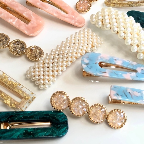 Pearl Acrylic Hair Barrette Clips Hair Accessories - Picture 5 of 10